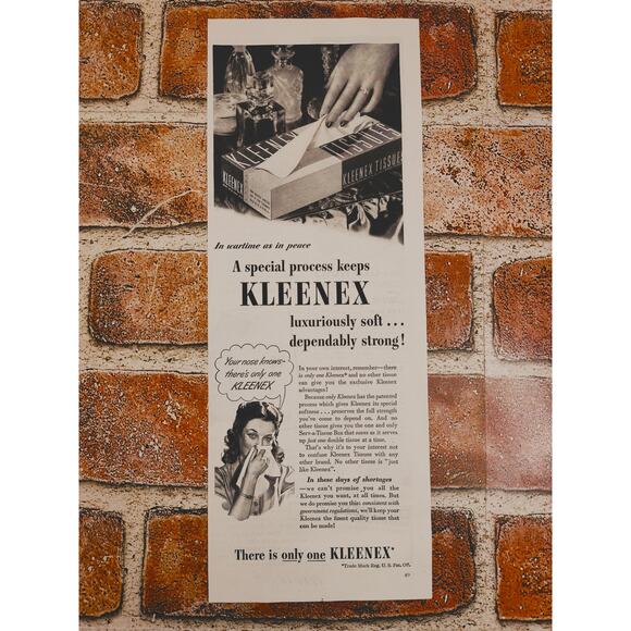1944 Kleenex Woman‎ with tissue to face - Your nose Knows - Vtg Print Ad - Picture 3 of 6